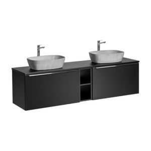 ArtCom Koupelnová skříňka s umyvadlem a deskou SANTA FE Black DU180/1 | 180 cm obraz