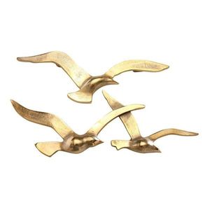 DekorStyle Nástěnná dekorace létající ptáčci zlatá obraz