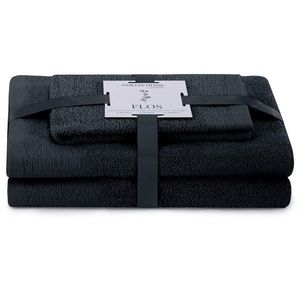 AmeliaHome Sada 3 ks ručníků FLOSS klasický styl černá, velikost 50x90+70x130 obraz