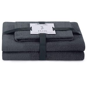 AmeliaHome Sada 3 ks ručníků FLOSS klasický styl grafitově šedá, velikost 50x90+70x130 obraz