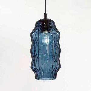 Selène Origami závěsné svítidlo ze skla, modrá barva obraz
