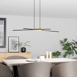 EGLO Závěsné svítidlo Panagria LED, černé s dřevěnými detaily obraz