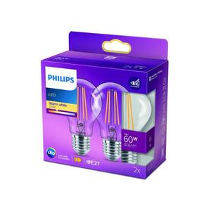 Philips Žárovka Philips LED E27 7W 2 700K s čirým vláknem, sada 2 kusů obraz