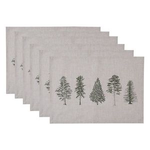 6ks béžové bavlněné prostírání se stromky Natural Pine Trees - 50*35 cm NPT40 obraz