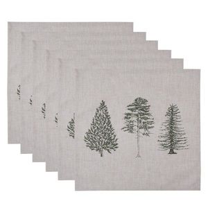 6ks béžový bavlněný ubrousek se stromky Natural Pine Trees - 40*40 cm NPT43 obraz