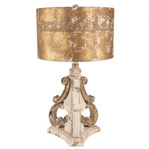 Béžovo - zlatá dřevěná stolní lampa Brocante Look - Ø 40*70 cm E27/max 1*60W 5LMC0027 obraz