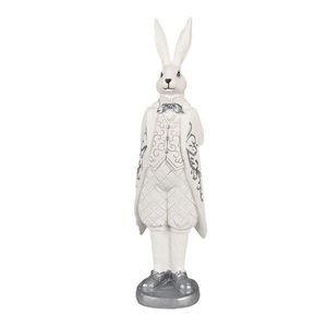 Bílá dekorace socha králík v obleku - 9*8*30 cm 6PR4038 obraz