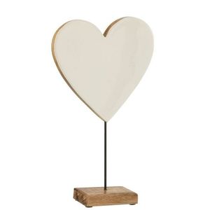 Hnědo-bílá dřevěná dekorace srdce na podstavci - 19*8*33 cm 40138 obraz