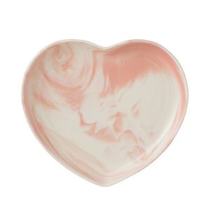 Krémovo-růžový porcelánový talíř ve tvaru srdce Heart - 23*21*3 cm 40103 obraz