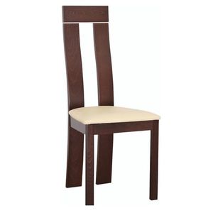 Dřevěná jídelní židle BLUD, ořech/ekokůže béžová obraz