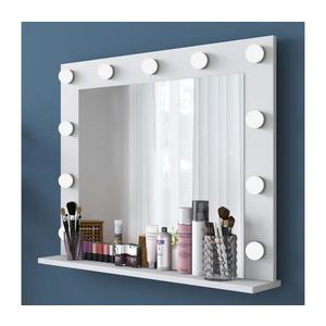 Nástěnné zrcadlo s policí RANI 90x71, 8 cm bílá obraz