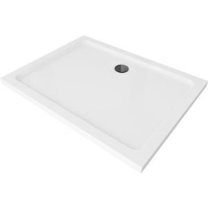 MEXEN/S Flat sprchová vanička obdélníková slim 100 x 70, bílá + černý sifon 40107010B obraz