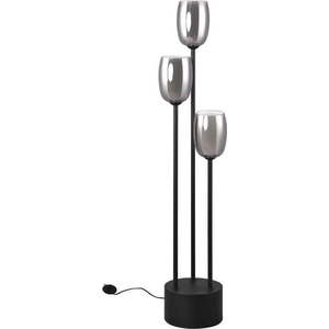 Stojací lampa se skleněným stínidlem v černo-stříbrné barvě (výška 140 cm) Barret – Trio Select obraz