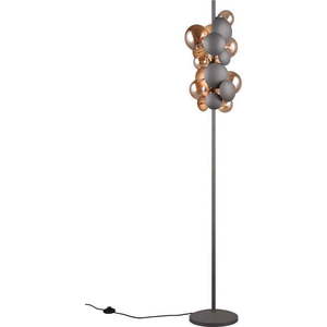 Stojací lampa se skleněným stínidlem v šedo-zlaté barvě (výška 155 cm) Bubble – Trio Select obraz