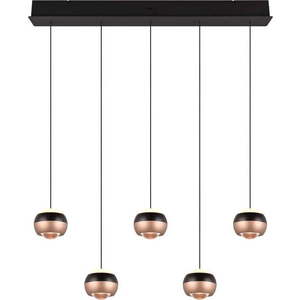 LED závěsné svítidlo s kovovým stínidlem v černo-měděné barvě Orbit – Trio Select obraz