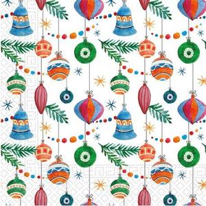 PROCOS Vánoční papírové ubrousky 33x33cm 3vrstvé barevné ozdoby obraz