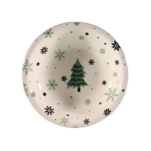 Vánoční keramický hluboký talíř 21cm stromeček obraz