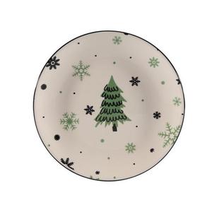 Vánoční keramický dezertní talíř 19cm stromeček obraz