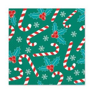 PROCOS Vánoční papírové ubrousky 33x33cm 3vrstvé cukrová tyčinka obraz