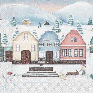 PROCOS Vánoční ubrousky 33x33cm 3 vrstvé vesnička obraz