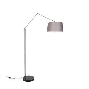 Moderní stojací lampa ocelové lněné stínidlo tmavě šedá 45 cm - Redakce obraz