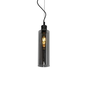 Moderní závěsná lampa černá s kouřovým sklem - Stavelot obraz
