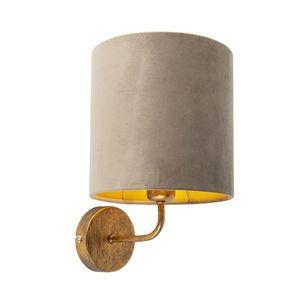 Vintage nástěnná lampa zlatá s taupe sametovým odstínem - Matt obraz