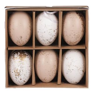 Sada umělých velikonočních vajíček zlatě zdobených, hnědo-bílá, 6 ks obraz