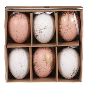 Sada umělých velikonočních vajíček zlatě zdobených, růžovo-bílá, 6 ks obraz