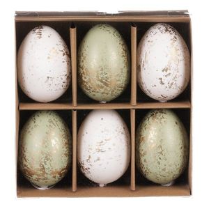 Sada umělých velikonočních vajíček zlatě zdobených, zeleno-bílá, 6 ks obraz