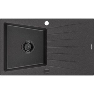 MEXEN/S Cesar granitový dřez 1 s odkapávačem 775 x 470 mm, černá kropenatá, + černý sifon 6514771010-76-B obraz