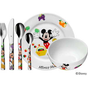 6dílná sada dětských nerezových příborů a nádobí WMF Mickey Mouse obraz