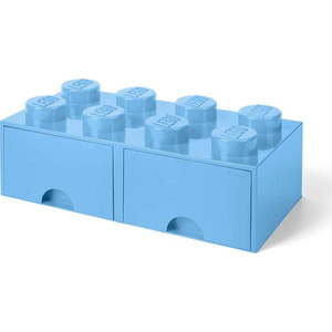 Světle modrý úložný box se dvěma šuplíky LEGO® obraz