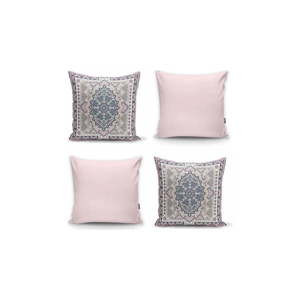 Sada 4 dekorativních povlaků na polštáře Minimalist Cushion Covers Pink Ethnic, 45 x 45 cm obraz