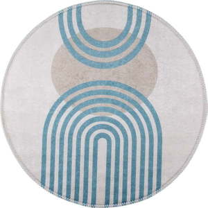 Modrý/šedý kulatý koberec ø 100 cm - Vitaus obraz