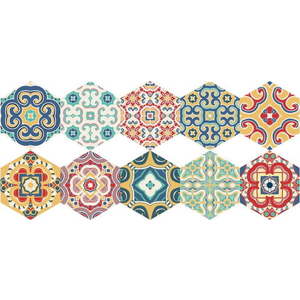 Sada 10 samolepek na podlahu Ambiance Floor Stickers Hexagons Lorena, 40 x 90 cm obraz