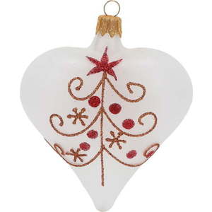 Sada 3 bílých skleněných vánočních ozdob ve tvaru srdce Ego Decor obraz