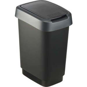 Odpadkový koš z recyklovaného plastu ve stříbrno-černé barvě 10 l Twist - Rotho obraz