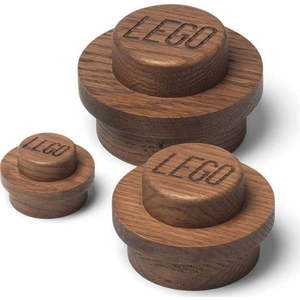 Sada 3 nástěnných háčků z tmavě mořeného dubového dřeva LEGO® Wood obraz