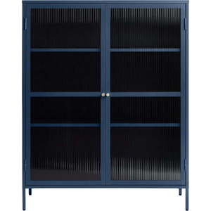 Modrá kovová vitrína Unique Furniture Bronco, výška 140 cm obraz