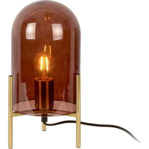 Hnědá skleněná stolní lampa Leitmotiv Bell, výška 30 cm obraz