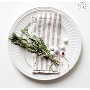Lněné ubrousky v sadě 2 ks Natural White Stripes – Linen Tales obraz