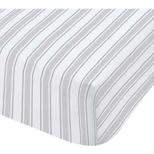 Šedo-bílé bavlněné prostěradlo Bianca Check and Stripe, 90 x 190 cm obraz