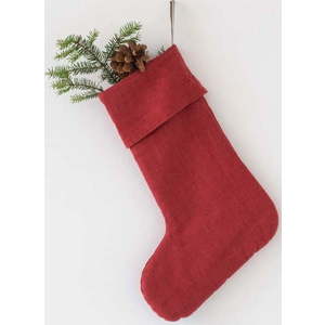 Červená vánoční lněná závěsná dekorace Linen Tales Christmas Stocking obraz