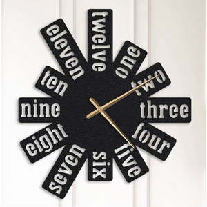Černé kovové nástěnné hodiny Kate Louise Numbers obraz