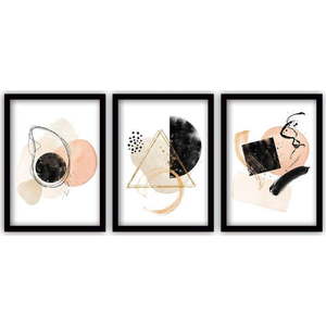 Sada 3 obrazů v černém rámu Vavien Artwork Lady, 35 x 45 cm obraz
