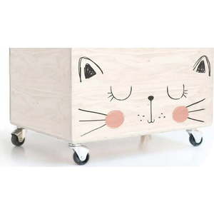 Dřevěná krabice na kolečkách Little Nice Things Cat obraz