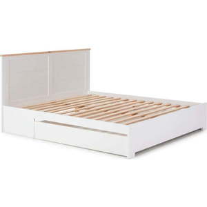 Bílá dvoulůžková postel s úložným prostorem s roštem 160x200 cm Gabi – Marckeric obraz