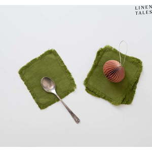 Zelené podtácky v sadě 4 ks – Linen Tales obraz