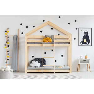Domečková patrová dětská postel z borovicového dřeva 90x200 cm v přírodní barvě Mila DMP – Adeko obraz